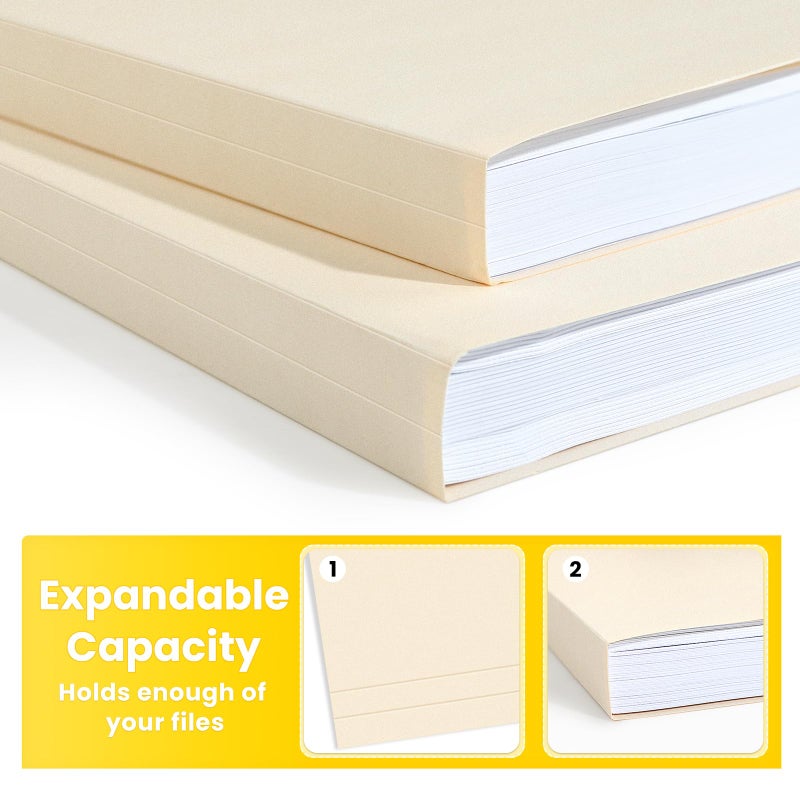 SUNEE File Folders Letter Size, 250 Pack Manilla Folders 8.5 x 11 1/3-Cut Tabs, Colored File Folders Office Home School for Documents Files Paper - Image 3